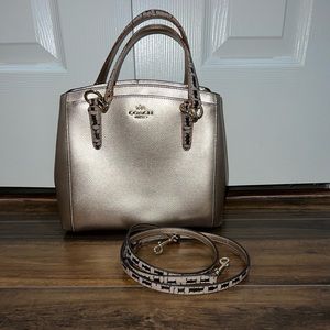 Coach Mineta Crossbody in metallic leather with exotic trim (F55517)